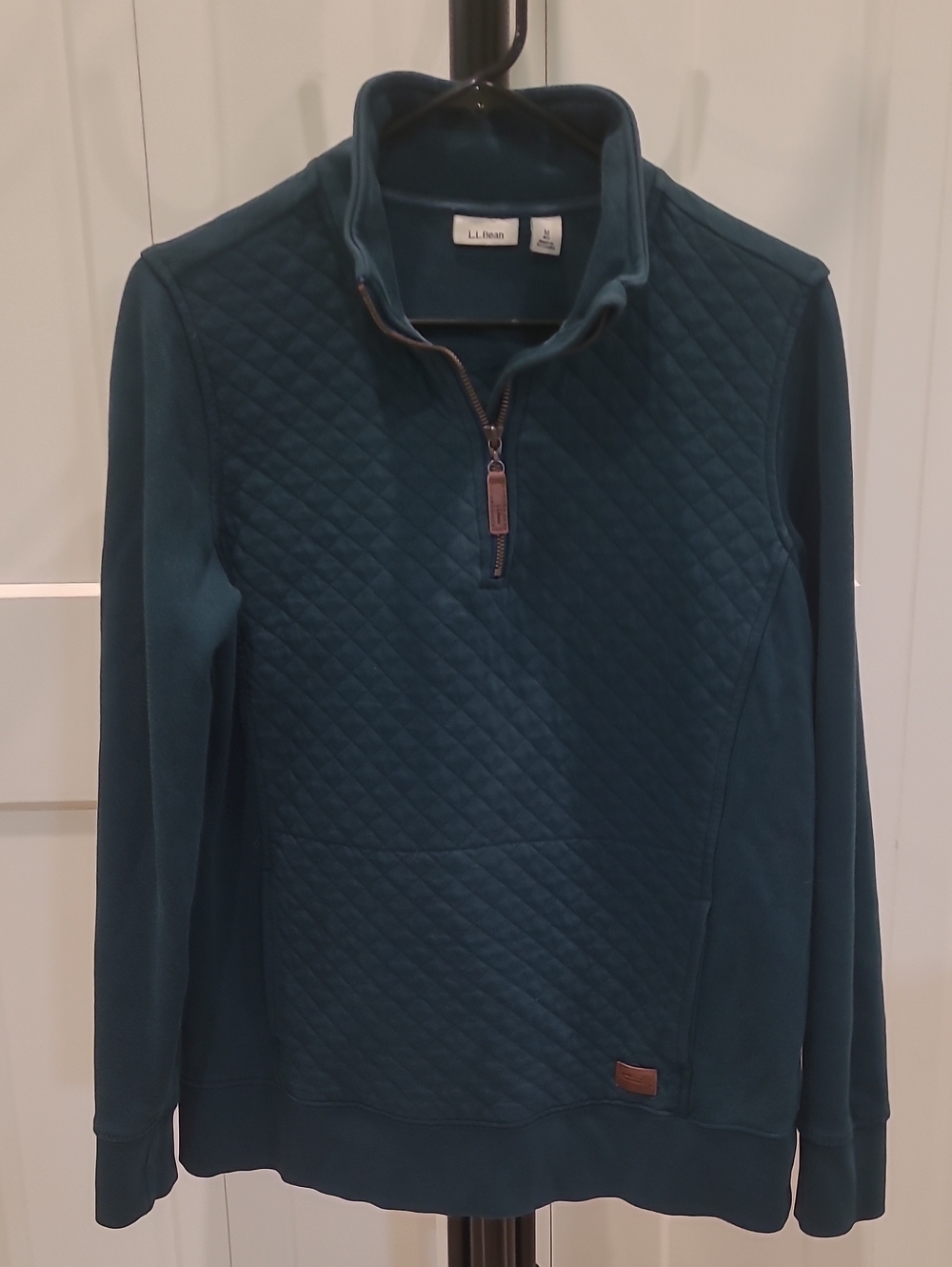 L.L. Bean Quilted Half-Zip Pullover - Teal Green